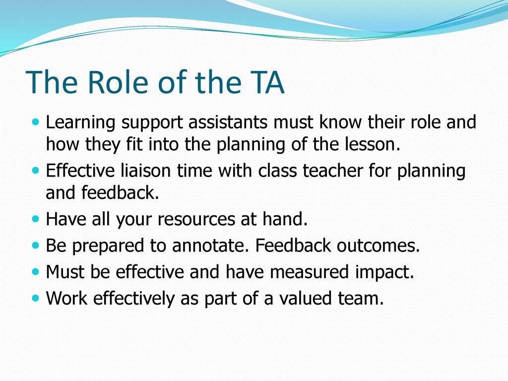 Role of teaching assistant