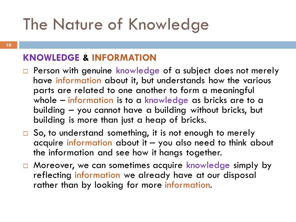 Nature of knowledge
