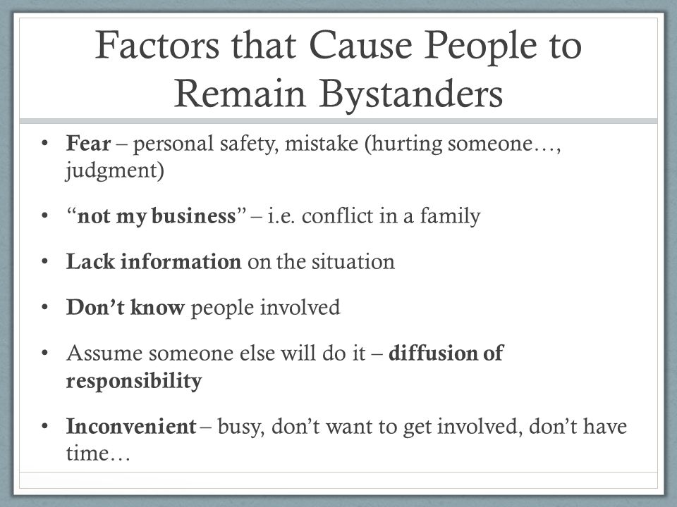 Reasons for Bystander Effect
