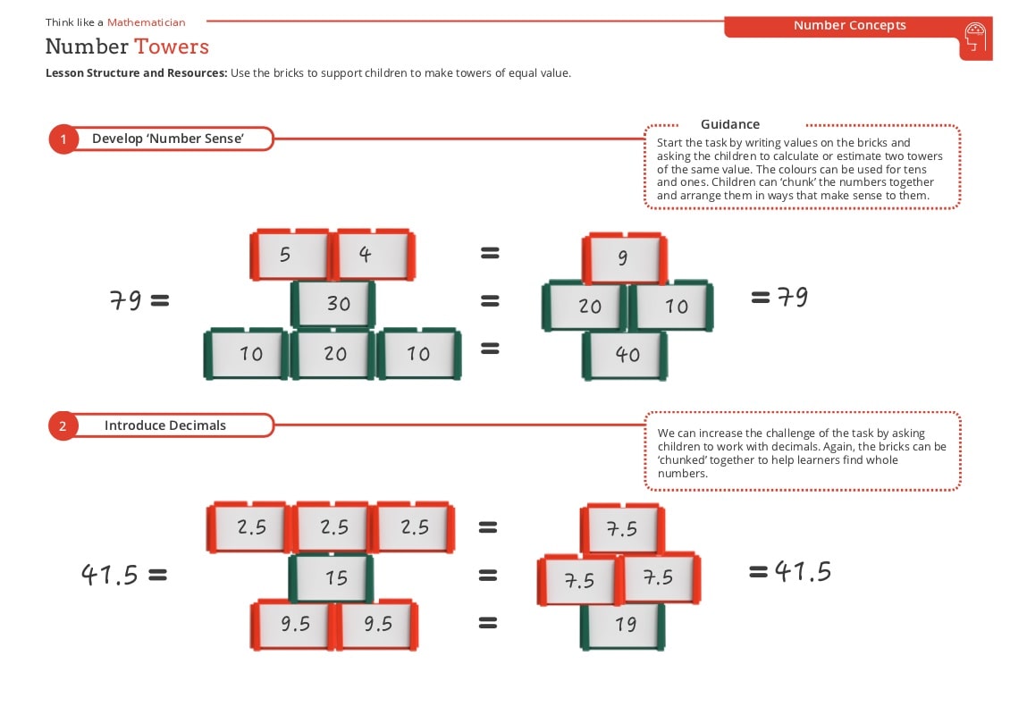 Brick like shapes for developing mathematical skills