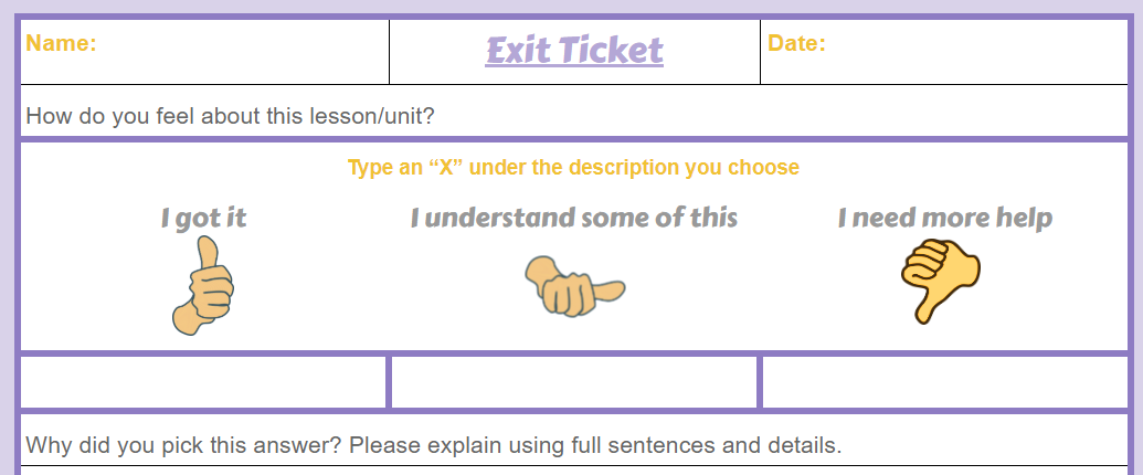 Gauge student understanding with an exit ticket