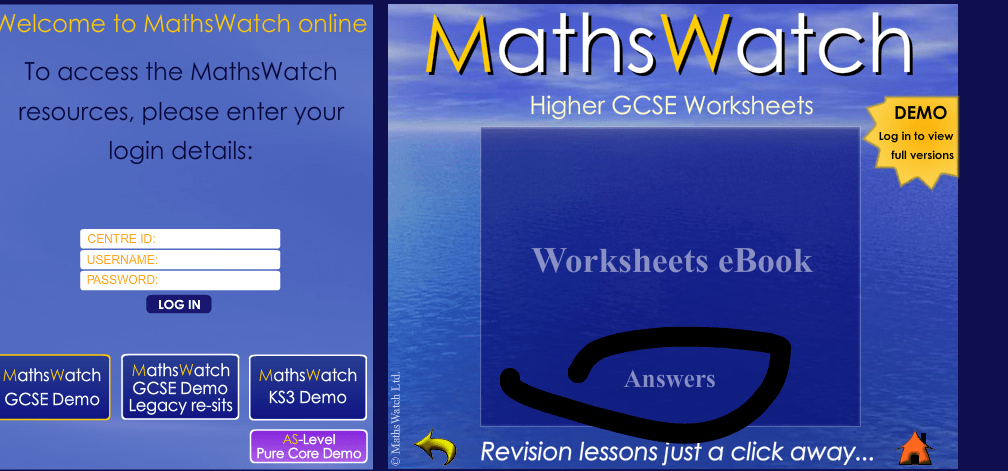 Answers in MathsWatch